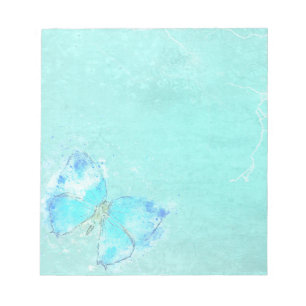 Pastellblaue Wasserfarbenschmetterling Notizblock
