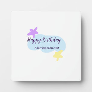 Pastellblaue Wolken Sterne lila Alles Gute zum Geb Fotoplatte