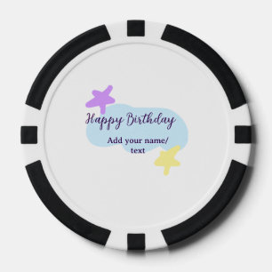 Pastellblaue Wolken Sterne lila Alles Gute zum Geb Pokerchips