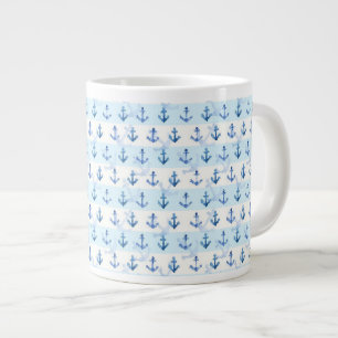 Pastellblauer Ankermuster Jumbo-Tasse