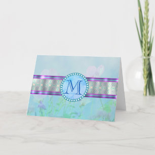 Pastellblauer Floral Monogramm