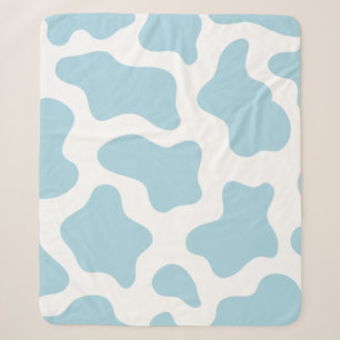 Pastellblauer Kuhdruck Kawaii Sherpadecke