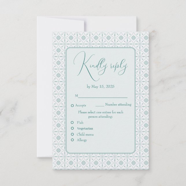 Pastellblauer Muster Hochzeitskarte RSVP Karte (Vorderseite)