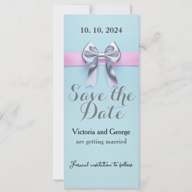 Pastellblaues Design mit Bogen Einladung (Vorderseite)