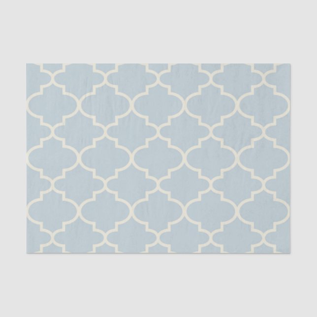 Pastellblaues marokkanisches Gittermuster-Gewebe Seidenpapier (Vorderseite)
