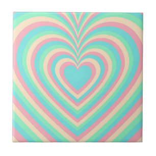 Pastellblaues Regenbogen-Hypnose-Herz-Liebesmuster Fliese