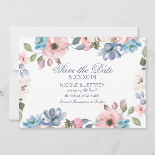 Pastellblaurosa Lila Hochzeit Sichern Sie das Datu Save The Date