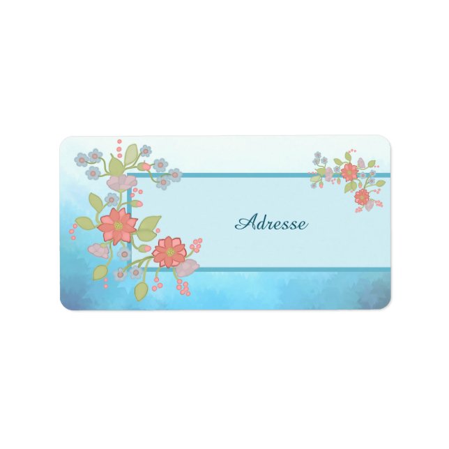Pastellblumen Adressaufkleber (Vorne)
