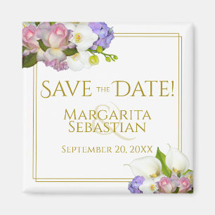 PastellBlumen-Frühling mit Blumen Save the Date Magnet