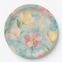 Pastellblumen. Gartenschönheit.  Pappteller
