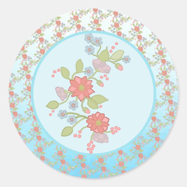 pastellblumen runder aufkleber (Vorderseite)