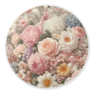 Pastellblumen Shabby Chic Rose Blumendesign Keramikknauf