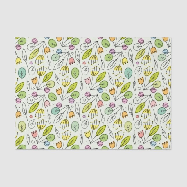 Pastellblumen- u. Blätter 2 Seidenpapier (Vorderseite)