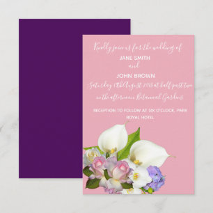 Pastellblumen und rosa Blumenstrauß Einladung