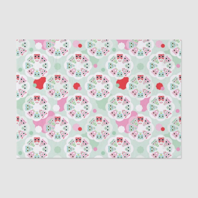 PastellBlumeneulen-Hintergrundmuster Seidenpapier (Vorderseite)