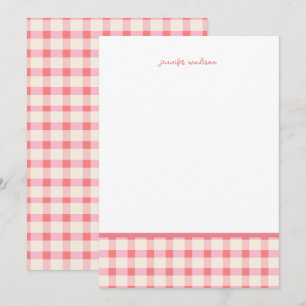 Pastellblush Pink Gingham Karierter Karo Note Card Einladung
