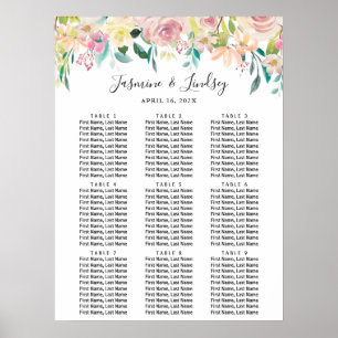 Pastellblüte 9 Tische Hochzeitstabelle Poster