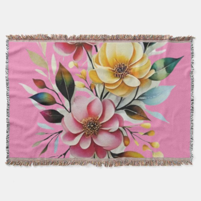 Pastellblütenrosa Gelbkunstvektor Decke (Vorderseite)
