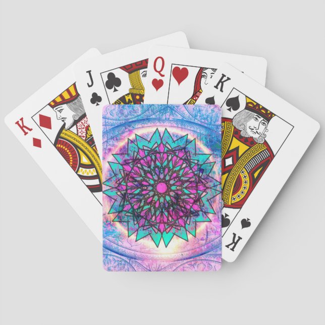 PastellBuntglas-Mandala Spielkarten (Rückseite)