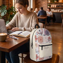 Pastellcreme-Blume-Rucksack Bedruckter Rucksack