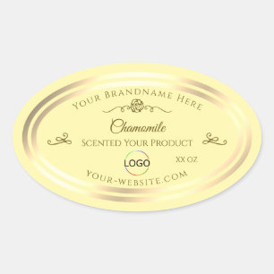 Pastellcreme-Etikett Gold-Rahmen mit Logo Ovaler Aufkleber
