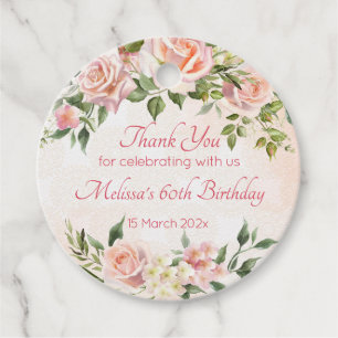 Pastellcreme Rosa Rosen personalisiert Geschenkanhänger