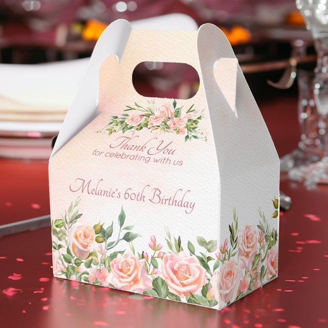 Pastellcreme Rosa Rosen personalisiert Geschenkschachtel (Pastel cream blush pink roses personalized favor boxes)