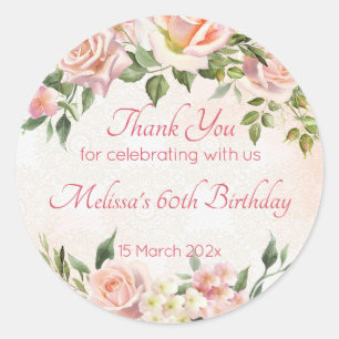 Pastellcreme Rosa Rosen personalisiert Runder Aufkleber