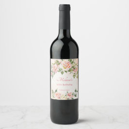 Pastellcreme Rosa Rosen personalisiert Weinetikett