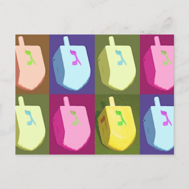 PastellDreidel Chanukka Postkarten (Vorderseite)