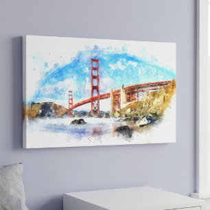 Pastelle der Golden Gate Bridge in San Francisco Leinwanddruck
