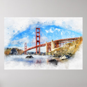 Pastelle der Golden Gate Bridge in San Francisco Poster