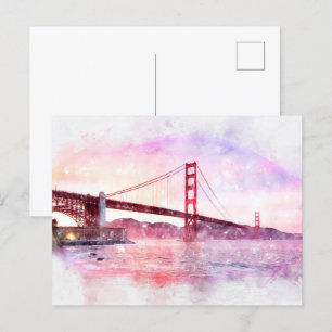 Pastelle der Golden Gate Bridge in San Francisco Postkarte