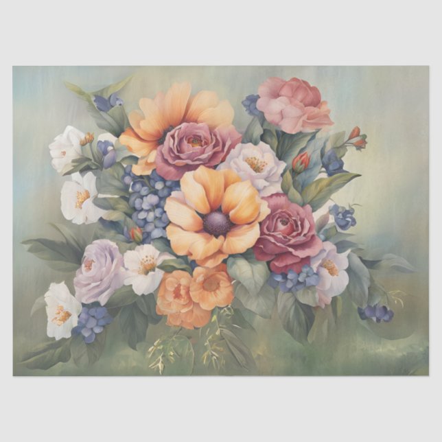 Pastelle Floral Bouquet decoupage Seidenpapier (Vorderseite)