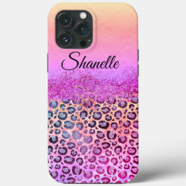 Pastelle Glittery Silver Leopard Personalisiert Case-Mate iPhone Hülle