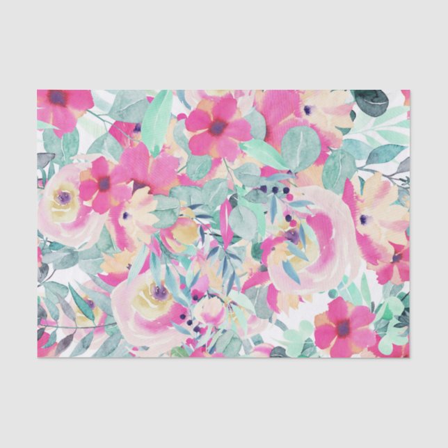 Pastelle Pinks Floral Blume Decoupage Seidenpapier (Vorderseite)
