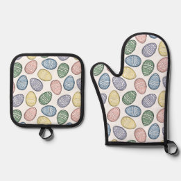 Pastelleier Ofenhandschuh & Topflappen-Set