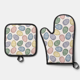 Pastelleier Ofenhandschuh & Topflappen-Set