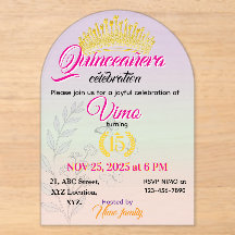 Pastellene botanische Quinceañera-Acryleinladung