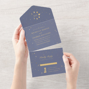 Pastellene himmlische Goldhochzeit All In One Einladung