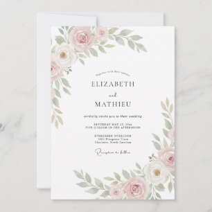 Pastellene Rosane Hochzeit Einladung
