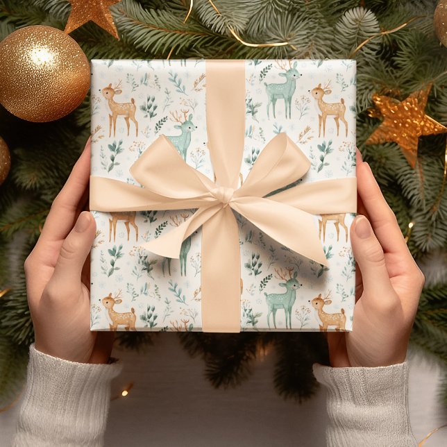 Pastellene Weihnachts-Hirsche – Geschenkpapier (Von Creator hochgeladen)