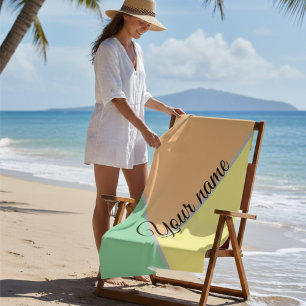 Pastellfarbblock Gelborange-grünes Muster Strandtuch