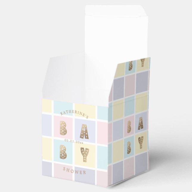 Pastellfarbblock Gold Kinderdusche Geschenkschachtel (Geöffnet)