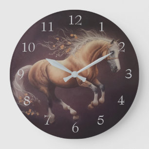 Pastellfarbe eines laufenden Pferdes Große Wanduhr