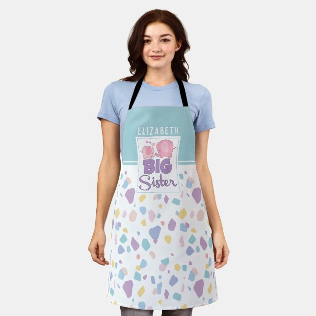 Pastellfarbe Große Schwester Elephant farbenfrohe  Schürze (Getragen)
