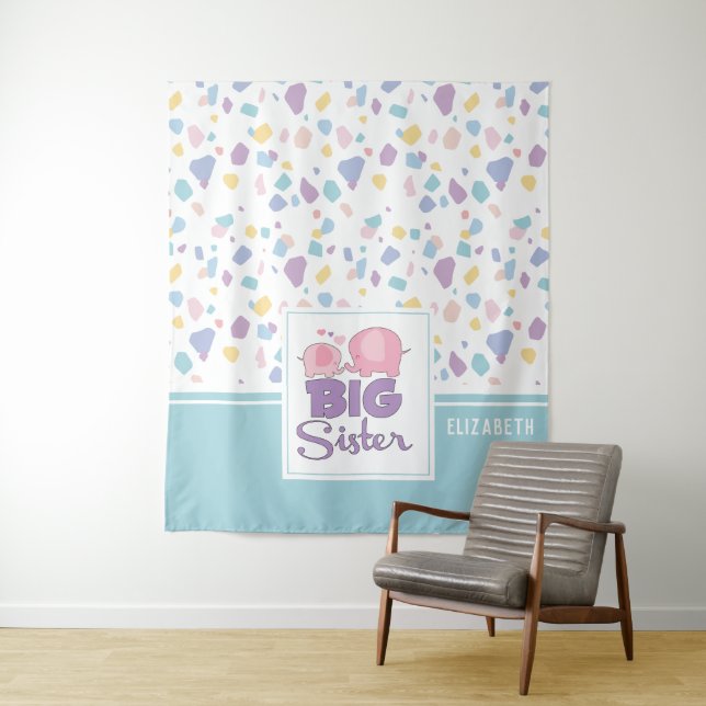 Pastellfarbe Große Schwester Elephant farbenfrohe  Wandteppich (Beispiel)