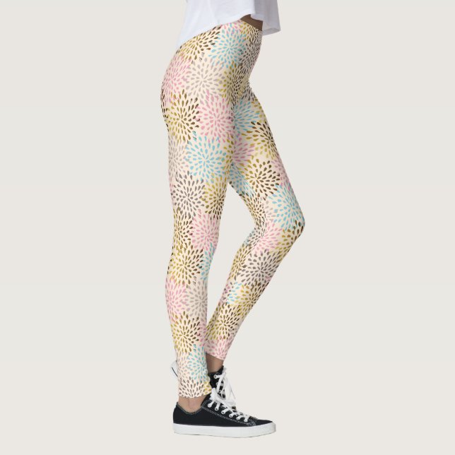 Pastellfarben abstrakte Sternexplosion Leggings (Rechts)
