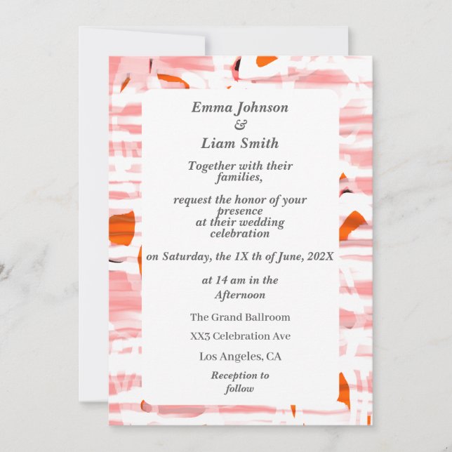 Pastellfarben aus Seidenteppich Einladung Hochzeit (Vorderseite)