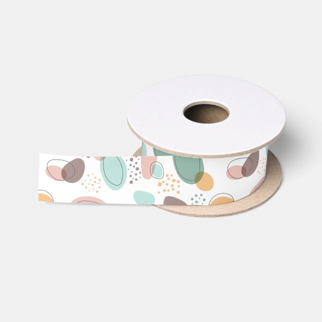 Pastellfarben Bio Formen Nahtloses Muster Satinband (Spule)